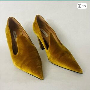 The Fold Firenze Marigold Velvet Heels